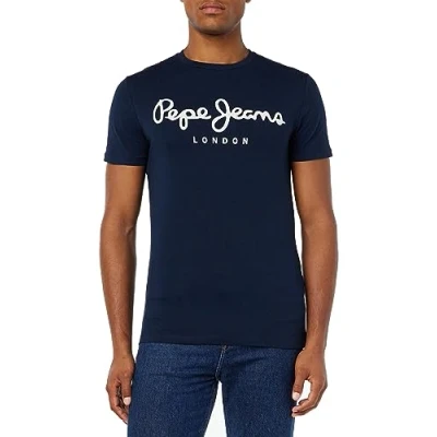 Image de Pepe Jeans Original Stretch PM501594 T Shirt, Navy, Small, Homme