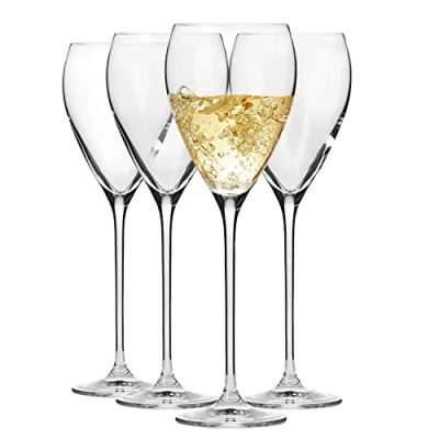 Afbeelding van Krosno Perla Witte wijnglazen, 4 x 280 ml, delig, huwelijkscadeau, vaatwasmachinebestendig, kristalglas, loodvrij glas, duurzaam, krasbestendig, cadeau idee