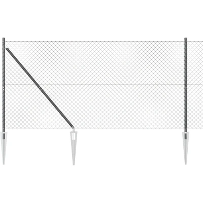 Afbeelding van vidaXL Kettinglinkomheining met 7 spijkerpalen 1.4x10 m gegalvaniseerd staal
