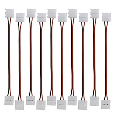 Afbeelding van LitaElek 10 stuks ledstripverbinders, 2 polig, breedte mm, SMD 5050 5630, snelaansluitkabel voor ledstrips, lengte 17 cm