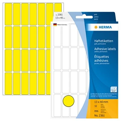 Afbeelding van Etiket HERMA 2361 13x40mm geel 896stuks