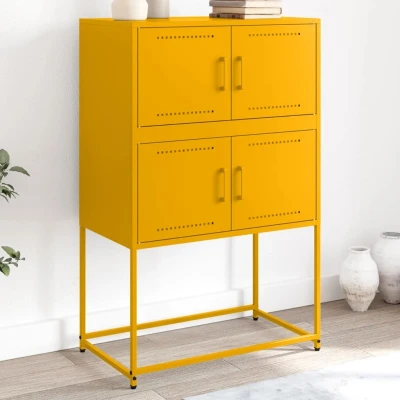 Afbeelding van Dressoir 68,5x38,5x107 cm staal mosterdgeel