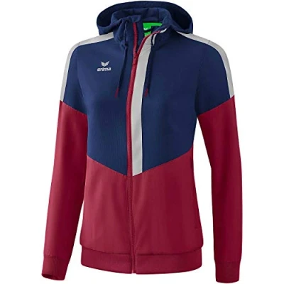 Afbeelding van Erima Squad tracktop jack met capuchon dames new navy/bordeaux/silver grey