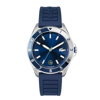 Afbeelding van Lacoste Tiebreaker Collection Analoog kwartshorloge voor heren, met siliconen of roestvrijstalen armband, Blauw, Riem