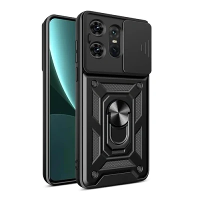 Afbeelding van SDTEK Robuuste telefoonhoes voor Motorola Moto Edge 50 Pro met cameralensbescherming en geïntegreerde magnetische ring (zwart)
