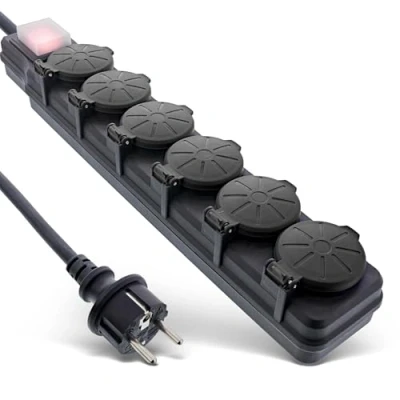 Afbeelding van InLine 6 voudige stekkerdoos voor buiten, IP44, met verlichte aan/uit schakelaar, verhoogde aanraakbeveiliging, lengte 10 m, 16496Q