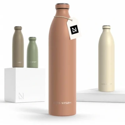 Afbeelding van LARS NYSØM &#039;Ren&#039; Roestvrijstalen drinkfles 1500ml BPA vrij geïsoleerde waterfles 1,50 Liter Rose