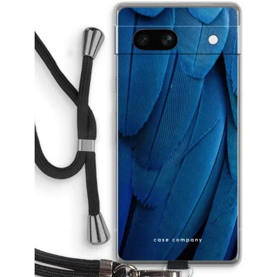 Afbeelding van Case Company® hoesje met Koord geschikt voor Google Pixel 7A Pauw Telefoonhoesje Zwart Bescherming aan alle Kanten en Over de Schermrand