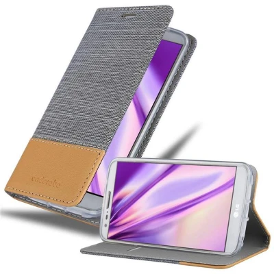 Afbeelding van Cadorabo Hoesje geschikt voor LG G2 in LICHTGRIJS BRUIN Beschermhoes met magnetische sluiting, standfunctie en kaartvakje Book Case Cover Etui