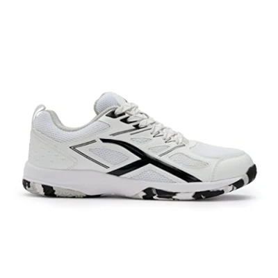 Afbeelding van Hundred Xoom non marking professionele badmintonschoenen voor heren Materiaal: kunstleer Geschikt indoortennis, squash, tafeltennis, basketbal en padel (zwart/wit, maat: EU 44, UK 10, US 11)