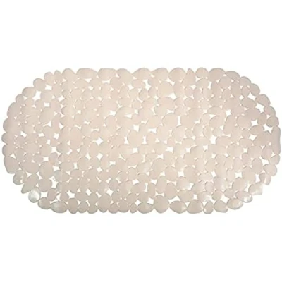 Afbeelding van MSV Douche/bad anti slip mat badkamer pvc beige 35 x 68 cm zuignappen steentjes motief