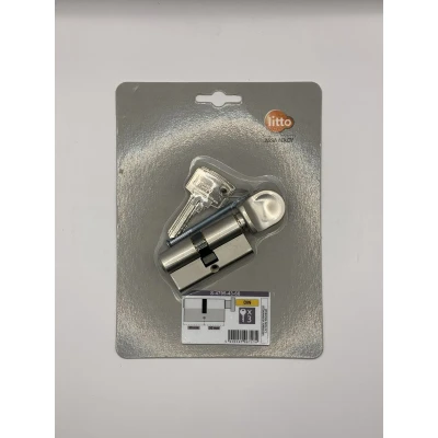 Afbeelding van KNOPCILINDER, MESSING VERNIKKELD 60mm + 3 sleutels
