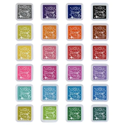 Afbeelding van Pretop Stempelkussenset, 24 kleuren, voor papierwerk, doe het zelf, handwerk, vingerafdrukken, scrapbook, schilderen, verjaardagscadeau kinderen en nog veel meer kleuren.