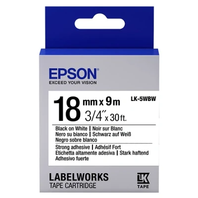 Image de LabelWorks LW Z710 Epson LK 5WBW ruban d&#039;étiquettes extra adhésives 18 mm (d&#039;origine) noir sur blanc