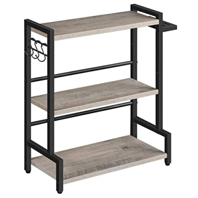 Afbeelding van HOOBRO kruidenrek, kruidenrek met 3 haken, keukenorganizer niveaus, verstelbare poten, voor eetkamer, keuken, grijs EBG01TL01