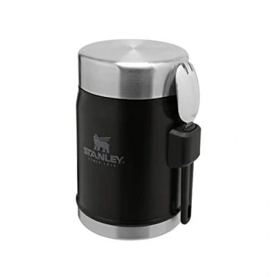 Image de Stanley Classic Legendary Food Jar 0.4L avec Cuillére Fourchette Thermos Alimentaire Chaud a 7h Lunch Box Isotherme Lavable au Lave Vaisselle Acier Inoxydable Sans BPA Matt Black