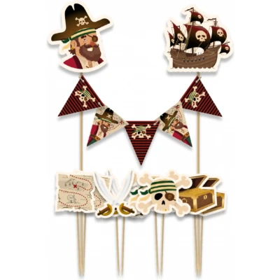 Afbeelding van Paperdreams Taartdecoratie set piraten 9 stuks