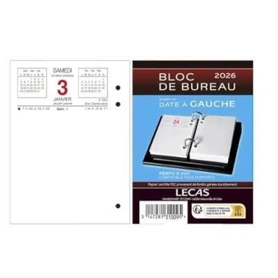 Afbeelding van LECAS 1 Ephemeride blok voor kantoor, datum links januari 2025 tot december formaat 8,5 x 11,5 cm