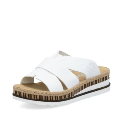 Afbeelding van Rieker Damesslippers V7989, Wit 80, 37 EU smalle maat