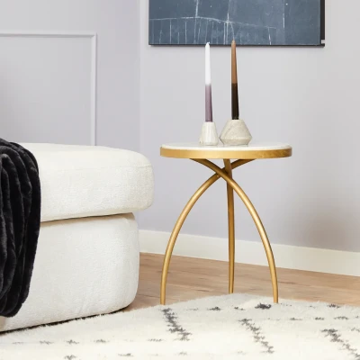 Afbeelding van StarFurn Bijzettafel Kay Wit Marmer 40cm
