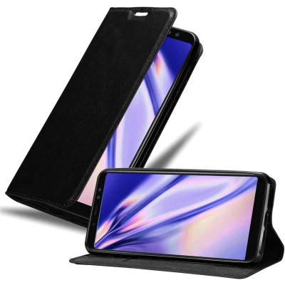 Afbeelding van Cadorabo Hoesje geschikt voor Samsung Galaxy A8 2018 in ZWARTE NACHT Beschermhoes met magnetische sluiting, standfunctie en kaartvakje Book Case Cover Etui