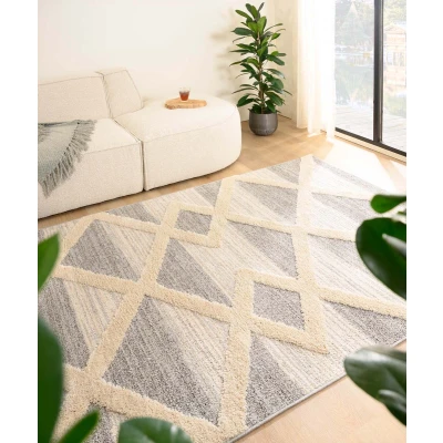 Afbeelding van Scandinavisch Vloerkleed Fjord Farger Grijs/crème 280x370 Cm