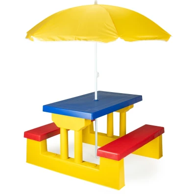 Afbeelding van Coil Kindertafels, tuintafels, picknicktafel voor kinderen met banken, parasol, kinderbank, tafel, bank, stoel