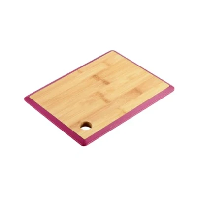 Afbeelding van Kesper Keuken voedsel bereiden snijplank 27 x 19 cm bamboe hout rode rand luxe versie