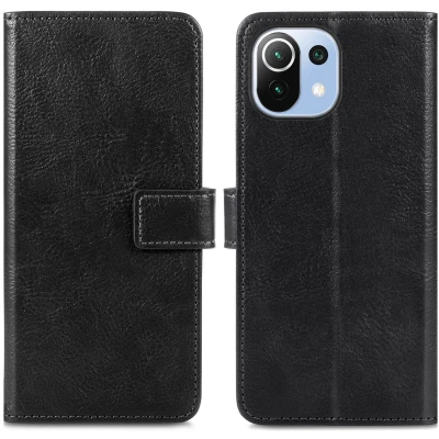 Afbeelding van iMoshion Hoesje Geschikt voor Xiaomi Mi 11 Lite (4G) / (5G) 5G NE Met Pasjeshouder Luxe Bookcase Zwart