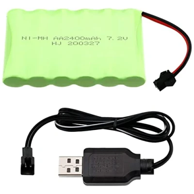 Afbeelding van Yangers Oplaadbare batterij 7,2 V 2400 mAh NI MH SM 2P vrouwelijke connector met USB oplader voor op afstand bestuurde auto off road vrachtwagen Jumper Toys