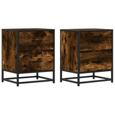 Afbeelding van vidaXL Nachtkastjes 2 st 40x31x50 cm bewerkt hout gerookt eikenkleurig