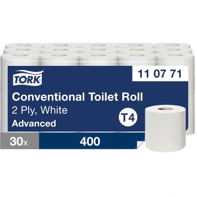 Image de TORK 110771 papier toilette traditionnel 2 plis blanc T4 Advanced 400 feuilles par rouleau