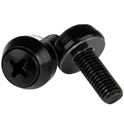 Afbeelding van StarTech M6 x 12mm schroeven voor serverkast en rack 100 stuks pak zwart