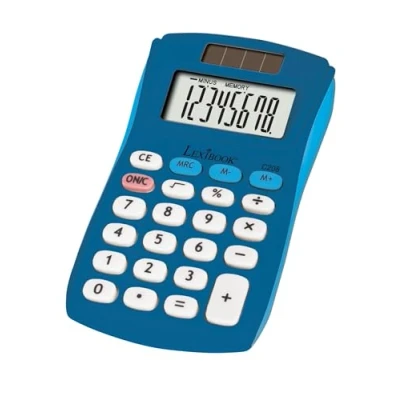 Afbeelding van Lexibook FRUITIES zakrekenmachine, 8 cijfers, 4 handelingen, basis en geavanceerde functies, zonne energie werkt op batterijen, blauw, C208A