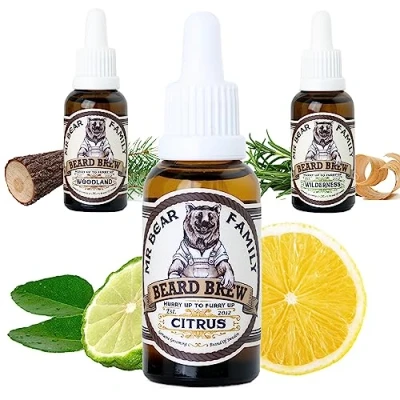 Afbeelding van Baardolie mannen Mr Bear Family Citroen baardverzorging Hydraterende Baardgroeiolie met jojoba &amp; Arganolie voor 30 ml