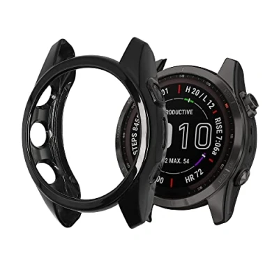 Afbeelding van kwmobile sportbeschermhoes geschikt voor Garmin Fenix 7S / Solar Siliconen hoesje zonder fitnesstracker In zwart zilver