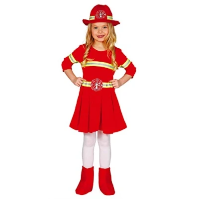 Afbeelding van Fiestas Guirca Verkleedjurk Brandweer Meisjes Rood Mt 110 116