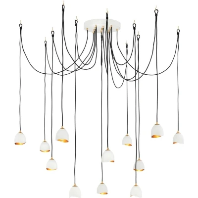 Afbeelding van Lisa McDennon by Hinkley LED Pendelarmatuur Nula 12X E14 Max 40W Dimbaar Shell White &amp; Luxe Gold