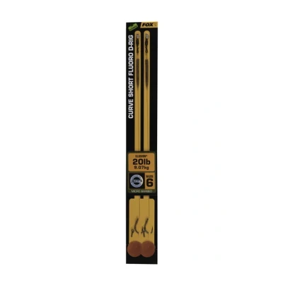 Image de Fox Edges Curve Short Fluoro D Rig Illusion 20lb Taille d&#039;hameçon 6 (2 pcs) Bas de ligne carpe