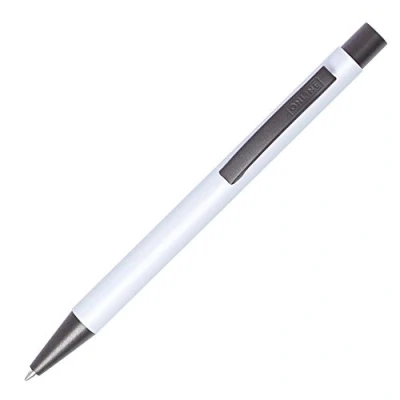 Afbeelding van Online balpen Soft Metal intrekbare van aluminium met &quot;Soft Touch&quot; oppervlak verwisselbare navulinkt zwarte inkt perfect cadeau, kleur wit 21734/3D