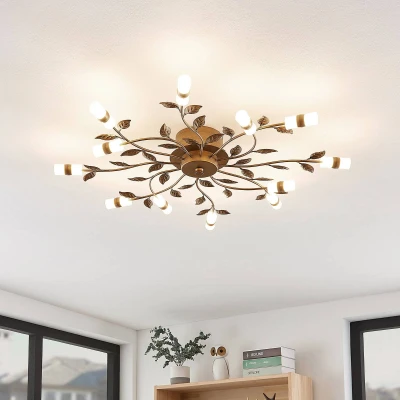 Afbeelding van Lindby LED plafondlamp 12lichts metaal, aluminium, kunststof H: 11 cm brons Inclusief lichtbronnen
