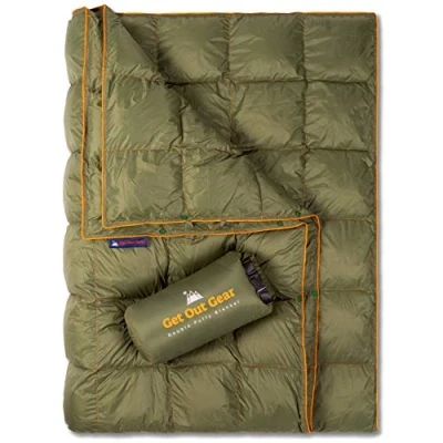 Afbeelding van Get Out Gear Campingdeken met dubbele pof, compact, licht en warm, ideaal voor buiten, reizen, stadion, festivals, strand, hangmat, campingdekbed bestand tegen
