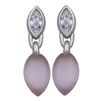 Afbeelding van Orphelia Oorhanger Zirconium Pink Cateye Sterling Zilver 925