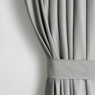Afbeelding van AmeliaHome Velours optiek gordijn 140 x 245 cm staal zilver 1 ooggordijn verduisteringsgordijn raamdecoratie licht glinsterend