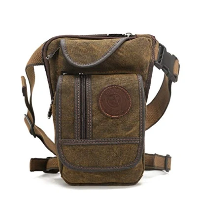 Afbeelding van Canvas Heuptas Dijbeenzak voor Mannen Tactische Militaire Motorrijder Heuptasje Heren Reizen Wandelen Klimmen Fietsen Pouch Zak Dagrugzak