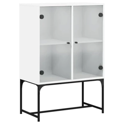 Image de vidaXL Armoire latérale avec portes en verre blanc 69x37x100 cm836546