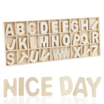 Afbeelding van Lot de 130 Petites lettres en bois 3 cm décoratives Pour travaux manuels, éducation des enfants