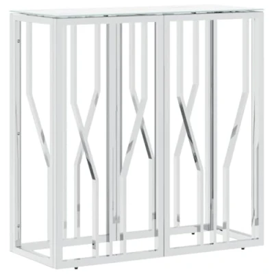 Afbeelding van Wandtafel 70x30x70 cm roestvrij staal en glas zilverkleurig