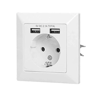 Afbeelding van Wandcontactdoos 1x CEE 7/3 2x USB A Wit