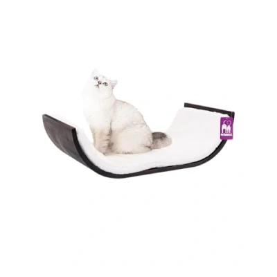Afbeelding van Petrebels Wandmeubel wandmontage Klimmuur Kat Kattenmuur Curve 70 Wengé x 20 35 cm